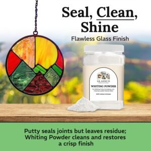 Whiting Powder for Stained Glass | Fine, 100% Calcium Carbonate | for Cementing & Clean-Up of Stained & Leaded Glass, 16oz